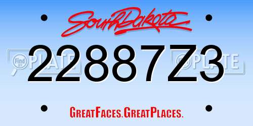 22887Z3 South Dakota License Plate