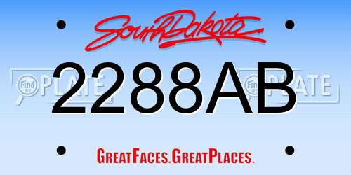 2288AB South Dakota License Plate