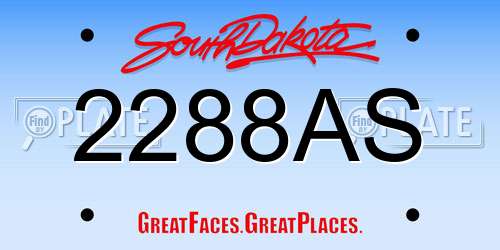 2288AS South Dakota License Plate