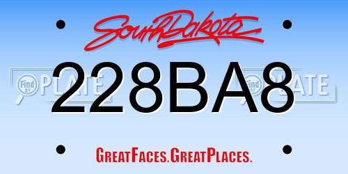 228BA8 South Dakota License Plate