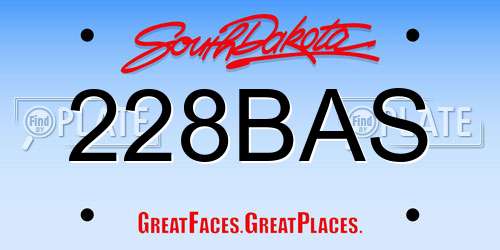 228BAS South Dakota License Plate