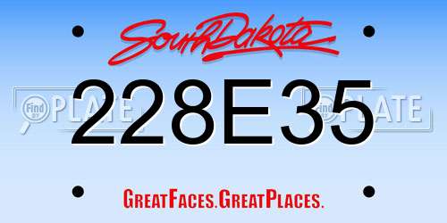 228E35 South Dakota License Plate