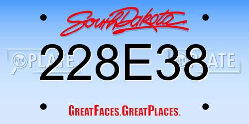 228E38 South Dakota License Plate