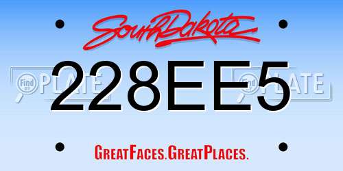 228EE5 South Dakota License Plate