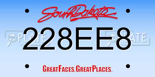 228EE8 South Dakota License Plate