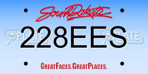 228EES South Dakota License Plate