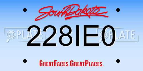 228IE0 South Dakota License Plate