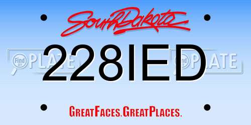 228IED South Dakota License Plate