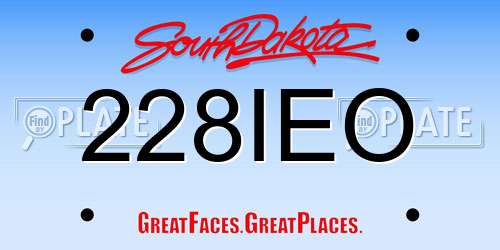228IEO South Dakota License Plate