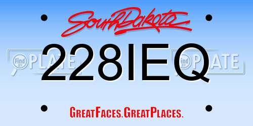 228IEQ South Dakota License Plate