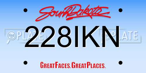 228IKN South Dakota License Plate