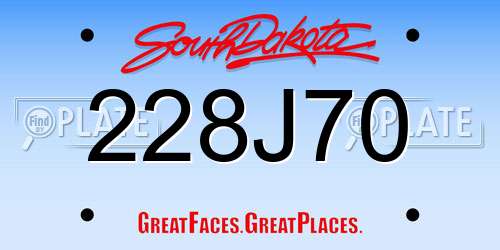 228J70 South Dakota License Plate