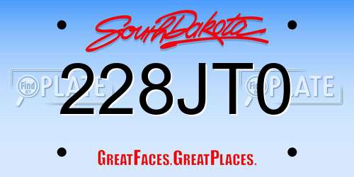 228JT0 South Dakota License Plate