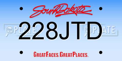 228JTD South Dakota License Plate