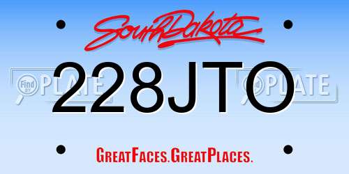 228JTO South Dakota License Plate