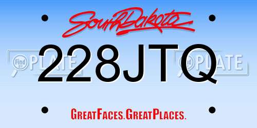 228JTQ South Dakota License Plate