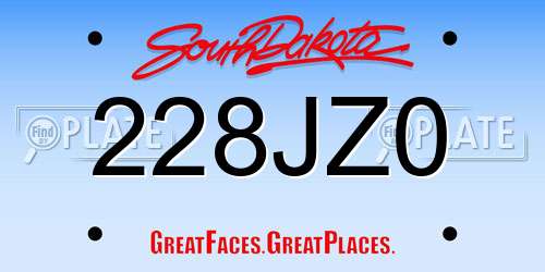 228JZ0 South Dakota License Plate