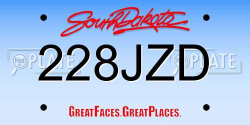 228JZD South Dakota License Plate
