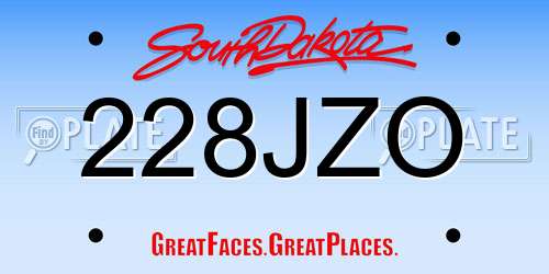 228JZO South Dakota License Plate