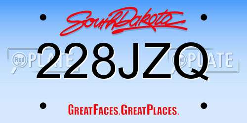 228JZQ South Dakota License Plate