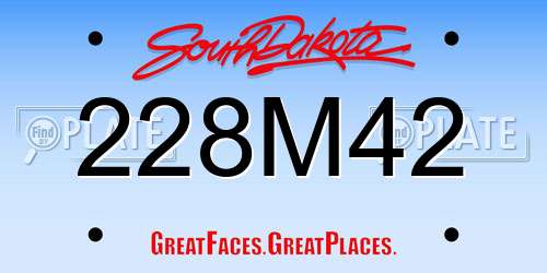 228M42 South Dakota License Plate