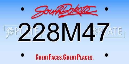 228M47 South Dakota License Plate