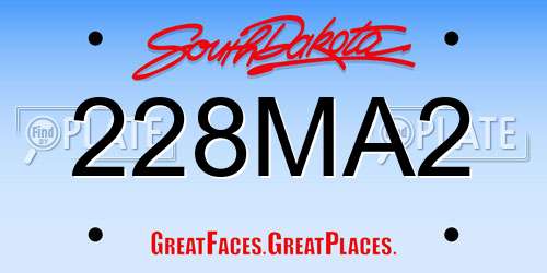 228MA2 South Dakota License Plate