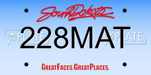 228MAT South Dakota License Plate