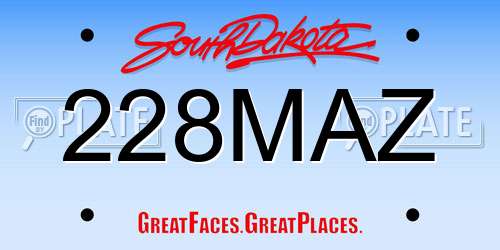 228MAZ South Dakota License Plate