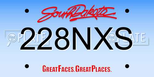 228NXS South Dakota License Plate