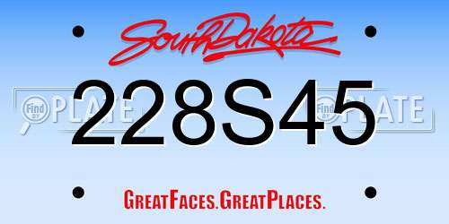228S45 South Dakota License Plate