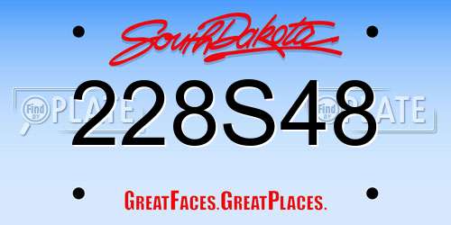 228S48 South Dakota License Plate