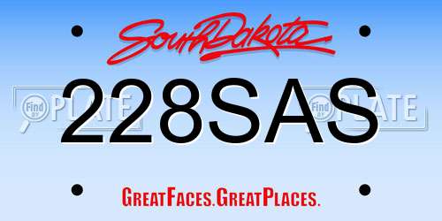 228SAS South Dakota License Plate