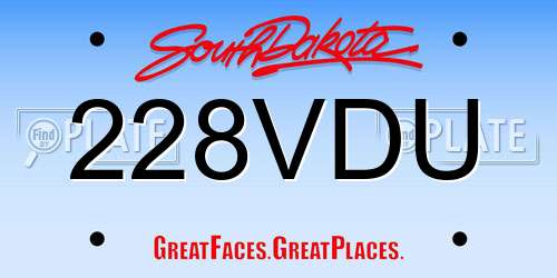 228VDU South Dakota License Plate