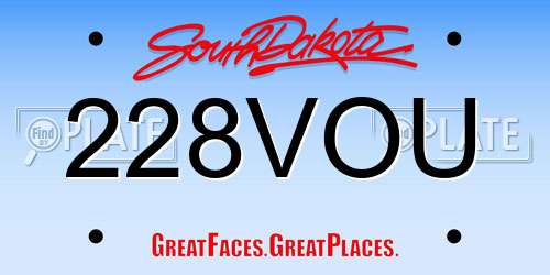 228VOU South Dakota License Plate