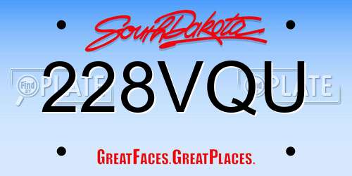 228VQU South Dakota License Plate