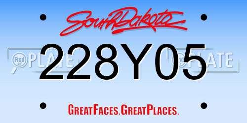 228Y05 South Dakota License Plate