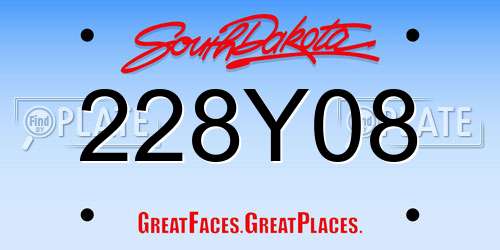 228Y08 South Dakota License Plate
