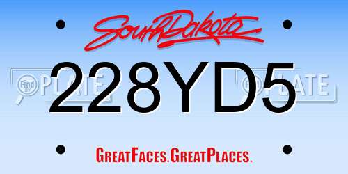 228YD5 South Dakota License Plate