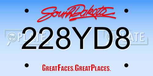 228YD8 South Dakota License Plate