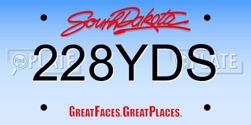 228YDS South Dakota License Plate