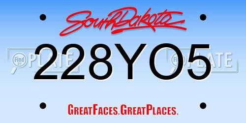 228YO5 South Dakota License Plate