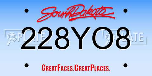 228YO8 South Dakota License Plate