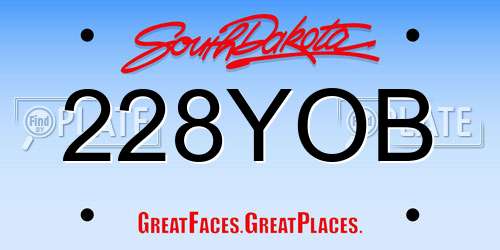 228YOB South Dakota License Plate