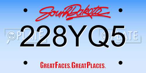 228YQ5 South Dakota License Plate