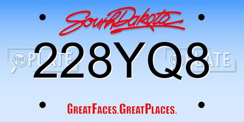 228YQ8 South Dakota License Plate