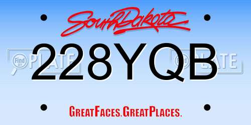 228YQB South Dakota License Plate