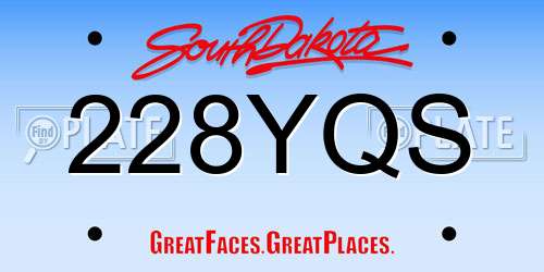 228YQS South Dakota License Plate