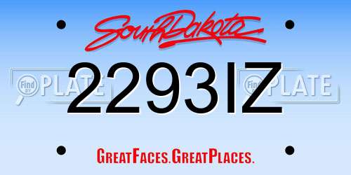 2293IZ South Dakota License Plate