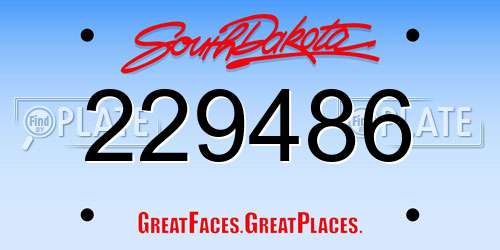 229486 South Dakota License Plate